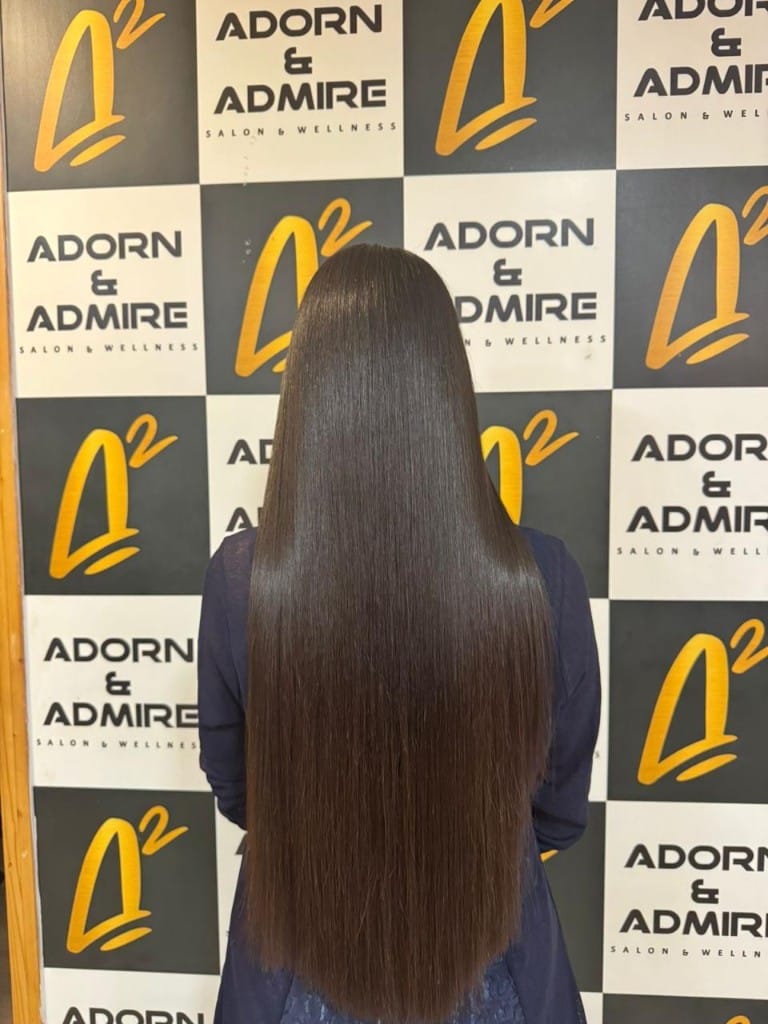 Deep glossy brunette straight colour